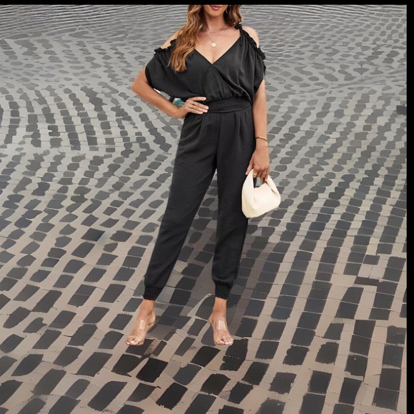 Sexy Elegant Jumpsuit 4 Womens Dressy 1Pc Romper Cold Shoulder Slit Sleek Suit - Picture 6 of 16